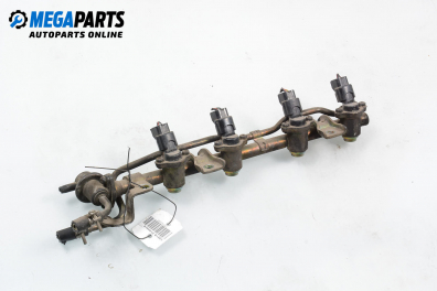 Fuel rail with injectors for Nissan Primera (P11) 1.6 16V, 99 hp, station wagon, 1999