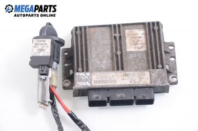 ECU cu cheie de contact și imobilizator pentru Peugeot 206 1.4, 75 cp, hatchback, 3 uși, 2001 № 9643782480