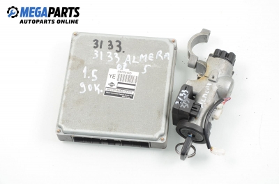 ECU incl. ignition key and immobilizer for Nissan Almera 1.5, 90 hp, hatchback, 5 doors, 2002 № MEC20-605