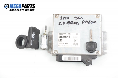 ECU cu cheie de contact și imobilizator pentru Opel Omega B 2.0 16V, 136 cp, sedan, 1996 № 90 492 433