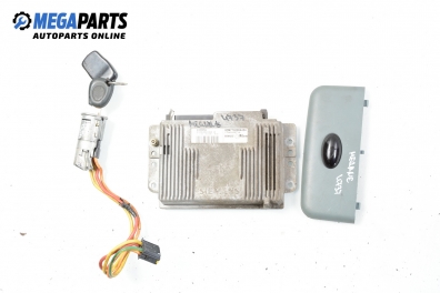 ECU mit zündschlüssel und leser für Renault Megane I 1.6, 75 hp, hecktür, 5 türen, 1997 № Siemens S 105300104 D