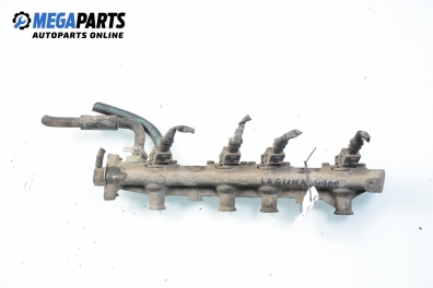 Fuel rail with injectors for Renault Laguna I (B56; K56) 1.8, 94 hp, hatchback, 1998