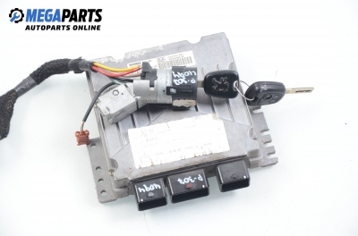 ECU mit zündschlüssel für Peugeot 307 2.0 HDi, 90 hp, hecktür, 5 türen, 2000 № Siemens 5WS40020G-T