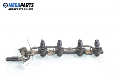 Fuel rail with injectors for Nissan Almera (N15) 1.6, 99 hp, 3 doors, 1996