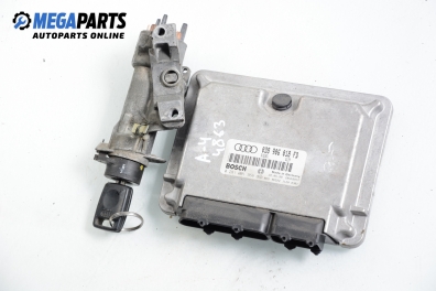 ECU mit zündschlüssel für Audi A4 (B5) 1.9 TDI, 110 hp, combi, 1999 № Bosch 0 281 001 966 / 038 906 018 FD